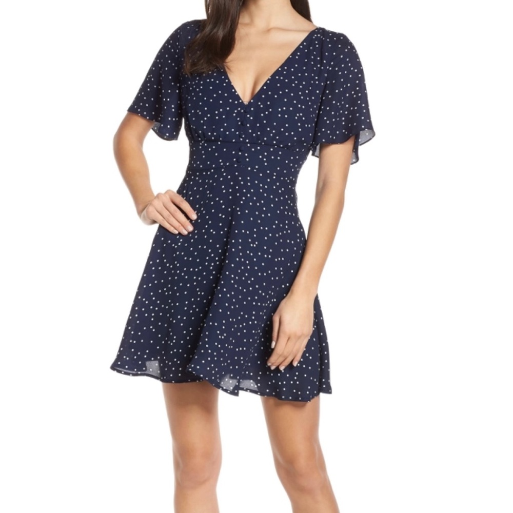 BB Dakota blue polka dot dress